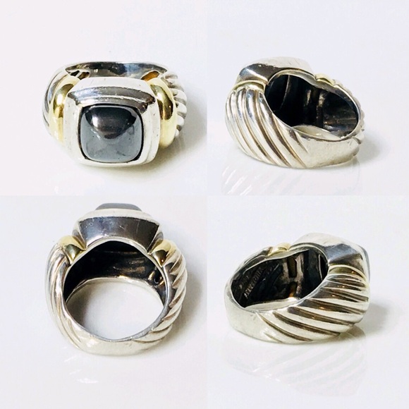 David Yurman Sterling & 14k Gold Hematite Ring - Picture 3 of 7